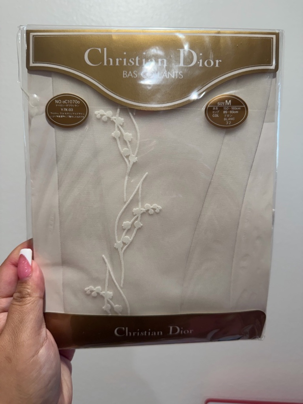 Christian Dior Embroidered Sheer Tights in off white
